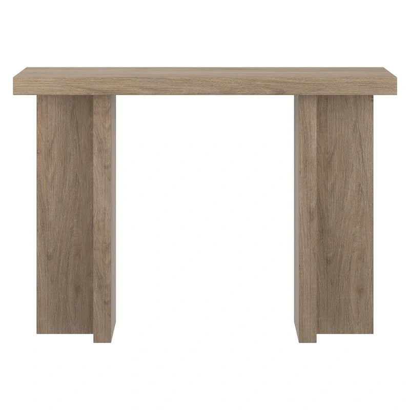 Tavolo Console Rettangolare Largo 42 Pollici — Stile a Doppia Colonna, Finitura Effetto Legno